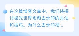 极光世界视频去水印