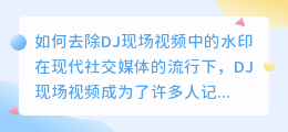 DJ现场视频去水印