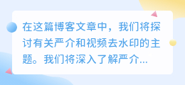 严介和视频去水印