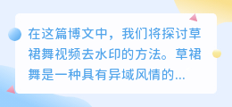 草裙舞视频去水印