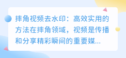 摔角视频去水印
