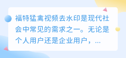 福特猛禽视频去水印
