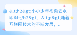 小小少年视频去水印