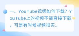 YouTube视频如何下载？