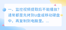 监控视频提取后不能播放?