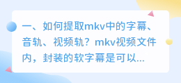 如何提取mkv中的字幕、音轨、视频轨?