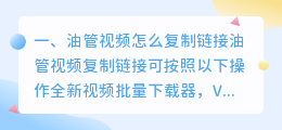 油管视频怎么复制链接