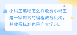 小码王编程怎么样收费