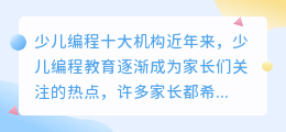 少儿编程十大机构