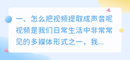 怎么把视频的声音提取成文字