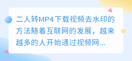 二人转MP4下载视频去水印