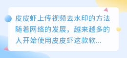 皮皮虾上传视频去水印