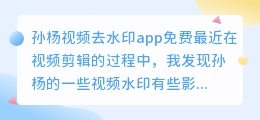 孙杨视频去水印app免费