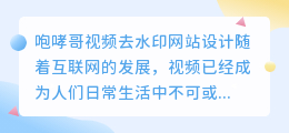 咆哮哥视频去水印网站设计