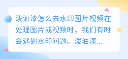 泼油漆怎么去水印图片视频