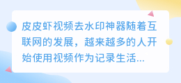 皮皮虾视频去水印神器