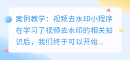 案例教学视频去水印小程序