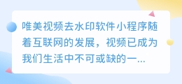 唯美视频去水印软件小程序