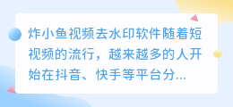 炸小鱼视频去水印软件苹果