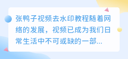 张鸭子视频去水印教程ps