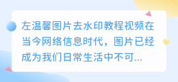 左温馨图片去水印教程视频