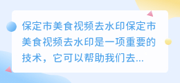 保定市美食视频去水印