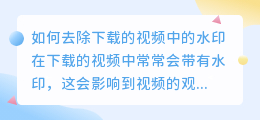 下载的视频里面水印怎么去