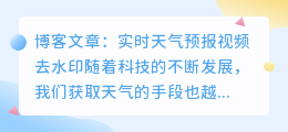 实时天气预报视频去水印