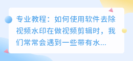 做去水印的视频素材软件
