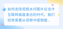 怎么样去视频水印图片