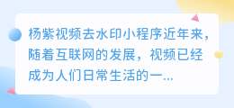 杨紫视频去水印小程序