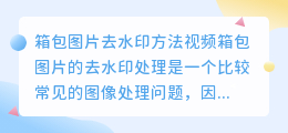 箱包图片去水印方法视频