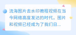 流海图片去水印教程视频