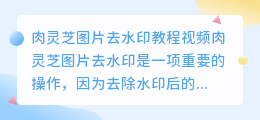 肉灵芝图片去水印教程视频