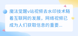 魔法觉醒v站视频去水印