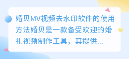 婚贝mv视频去水印软件