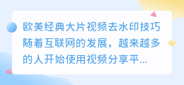 欧美经典大片视频去水印