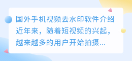 国外手机视频去水印软件