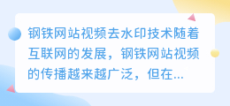 钢铁网站视频去水印