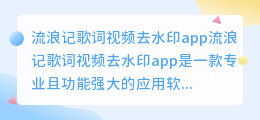 流浪记歌词视频去水印app