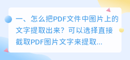 怎么把PDF文件中图片上的文字提取出来?