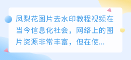 凤梨花图片去水印教程视频