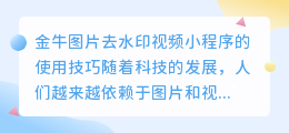 金牛图片去水印视频小程序