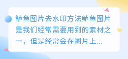 鲈鱼图片去水印方法视频