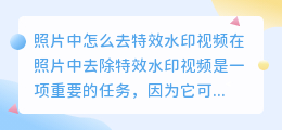 照片中怎么去特效水印视频