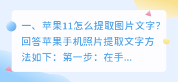苹果11怎么提取图片文字?