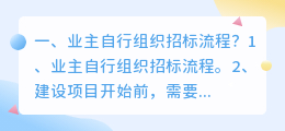 业主自行组织招标流程?