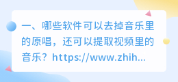 哪些软件可以去掉音乐里的原唱,还可以提取视频里的音乐?