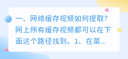 网络缓存视频如何提取?