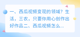 西瓜视频变现的领域?